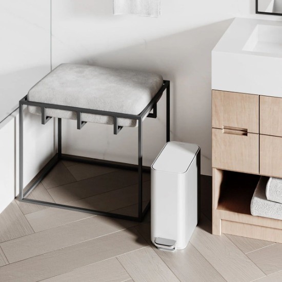 Pedálos szemetes, 5 L, rozsdamentes acél, Fehér  - simplehuman