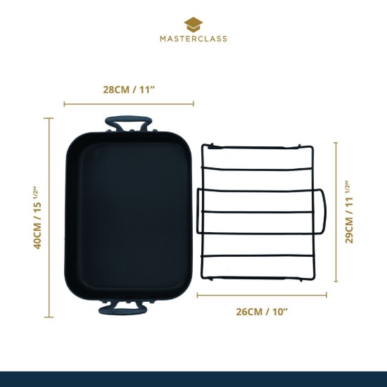 MasterClass - Steak tálca, fülekkel, 40 x 28 cm