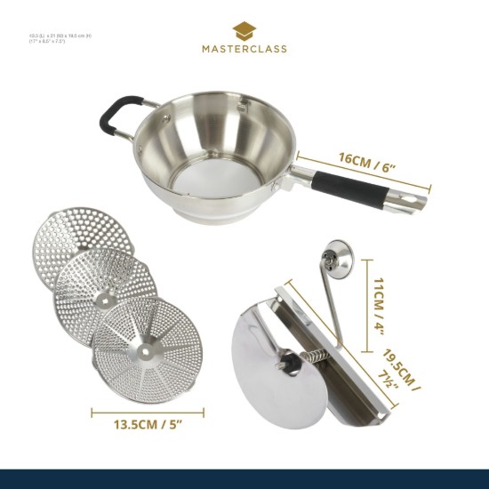 MasterClass ~  42,5 x 21 x 10 cm méretű passzírozó 3 szűrővel