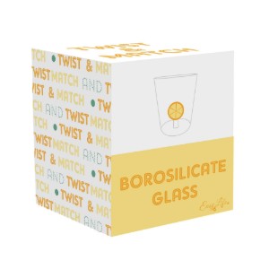 Ivópohár, boroszilikát üvegből, 400ml, "Twist&Match", sárga - Nuova R2S