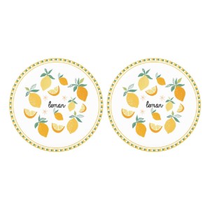 2 darabos desszertes tányérkészlet, porcelán, 20 cm, "Twist&Match", sárga - Nuova R2S