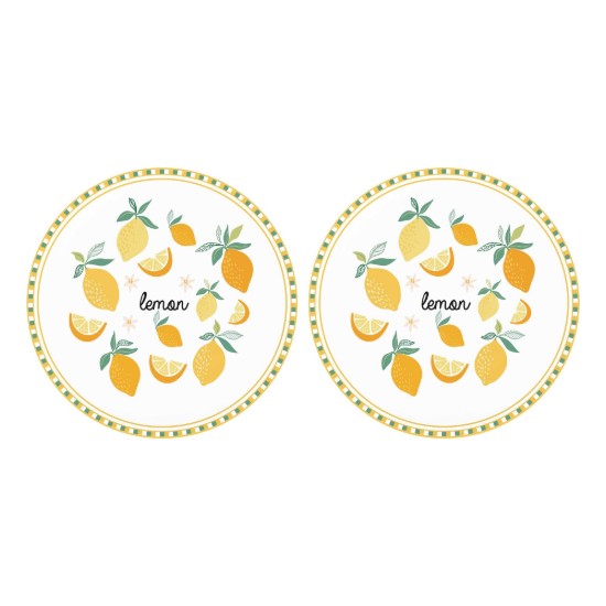 2 darabos desszertes tányérkészlet, porcelán, 20 cm, "Twist&Match", sárga - Nuova R2S