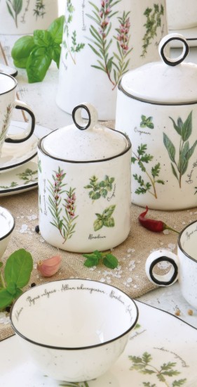 3 darabos porcelán tálkészlet, 10 cm, "Herbarium" - Nuova R2S