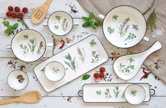 3 darabos porcelán tálkészlet, 10 cm, "Herbarium" - Nuova R2S