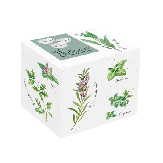 3 darabos porcelán tálkészlet, 10 cm, "Herbarium" - Nuova R2S