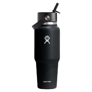 Hőszigetelt flakon, rozsdamentes acél, 950 ml, "Wide Straw", fekete - Hydro Flask
