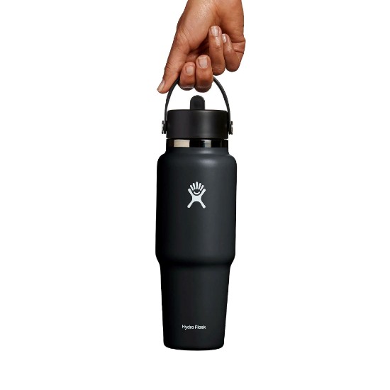 Hőszigetelt flakon, rozsdamentes acél, 950 ml, "Wide Straw", fekete - Hydro Flask