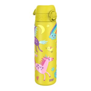 "Slim" kulacs gyerekeknek, rozsdamentes acél, 600ml, sárga, Unicorns- Ion8