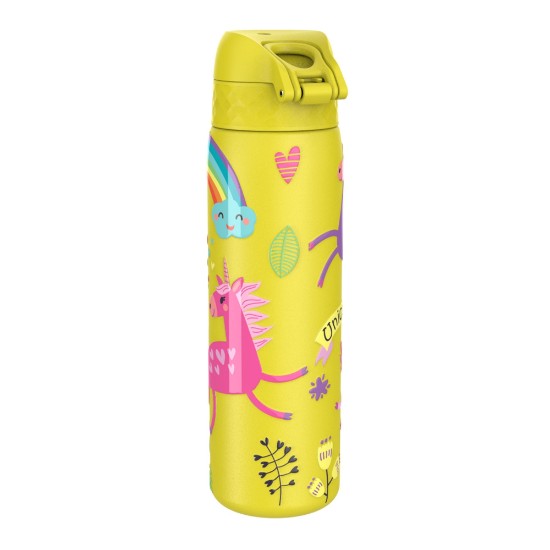 "Slim" kulacs gyerekeknek, rozsdamentes acél, 600ml, sárga, Unicorns- Ion8