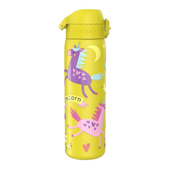 "Slim" kulacs gyerekeknek, rozsdamentes acél, 600ml, sárga, Unicorns- Ion8