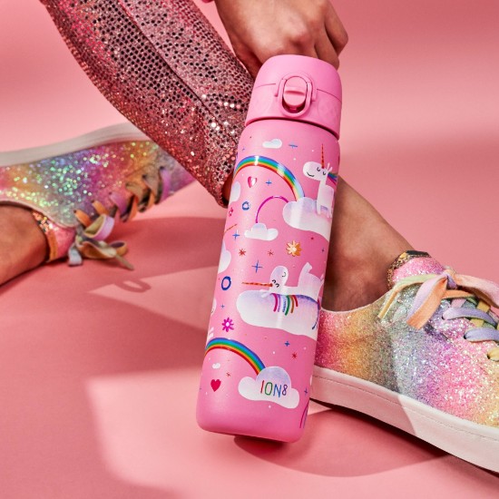 "Slim" kulacs gyerekeknek, rozsdamentes acél, 600ml, Unicorn Rainbows - Ion8