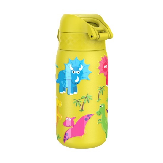 Gyermek vizes palack, rozsdamentes acél, 400 ml, Yellow, Dinosaurs - Ion8