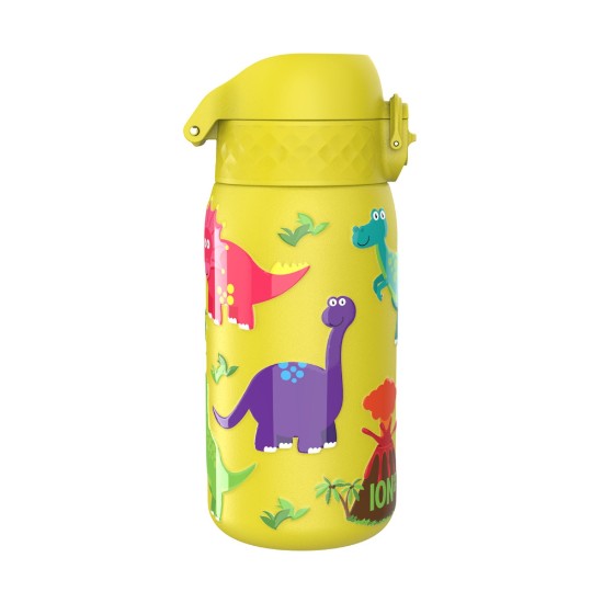 Gyermek vizes palack, rozsdamentes acél, 400 ml, Yellow, Dinosaurs - Ion8