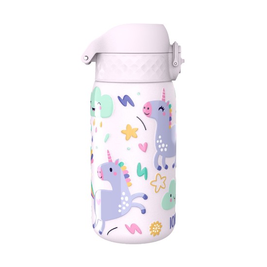 Gyermek vizes palack, rozsdamentes acél, 400 ml, Unicorns - Ion8