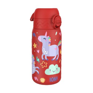 Gyermek vizes palack, rozsdamentes acél, 400 ml, Red, Unicorns - Ion8