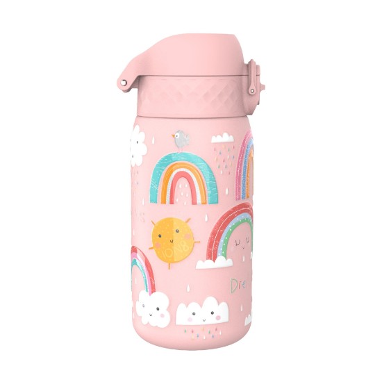 Gyermek vizes palack, rozsdamentes acél, 400 ml, Rainbows - Ion8