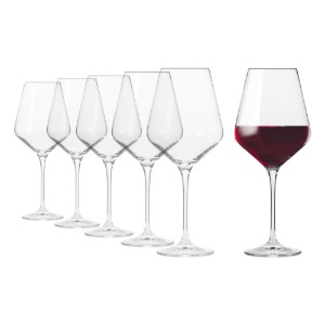 6 db-os vörösboros pohár készlet, kristályüveg, 490ml, "Avant-Garde" - Krosno