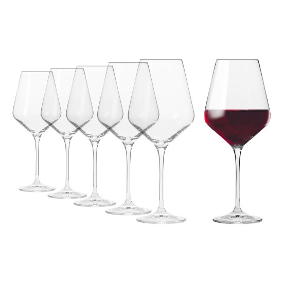 6 db-os vörösboros pohár készlet, kristályüveg, 490ml, "Avant-Garde" - Krosno