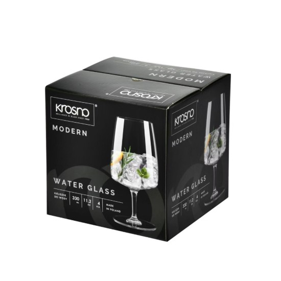 4 darabos vizespohár készlet, kristályüveg, 330 ml, "Modern" - Krosno