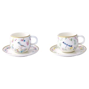 2 db kávéscsésze készlet csészealjjal, porcelán, dombornyomott kivitel, 120 ml, "Fancy Garden" - Nuova R2S
