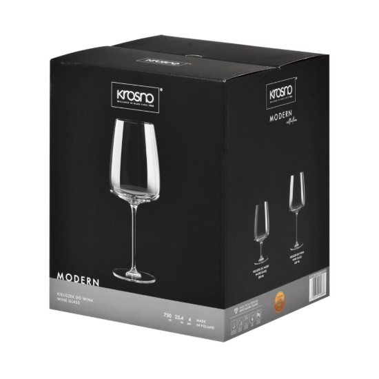 4 darabos vörösboros pohár készlet, kristályüveg, 750 ml, "Modern" - Krosno