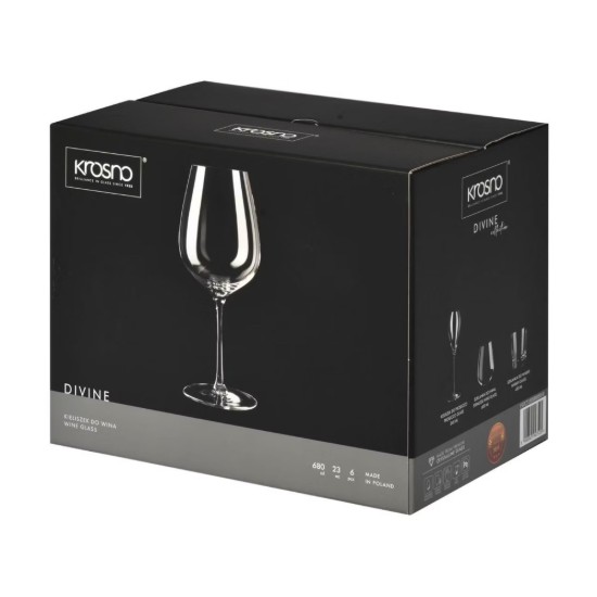 6 darabos vörösboros pohár készlet, kristályüveg, 670 ml, "Isteni" - Krosno