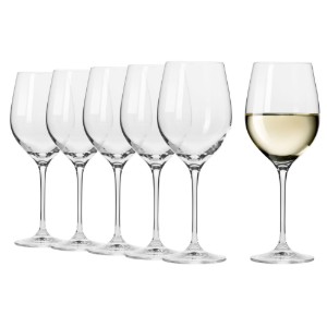 6 darabos fehérboros pohárkészlet, kristályüvegből, 370 ml, HARMONY - Krosno