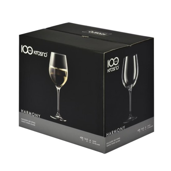 6 db-os fehérboros pohár készlet, kristályüveg, 370ml, "Harmony" - Krosno