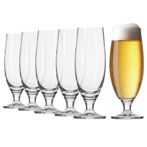 6 részes söröspohár készlet, kristályos üvegből, 500ml, "Elite" - Krosno
