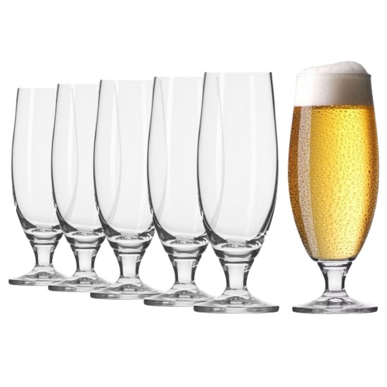 6 részes söröspohár készlet, kristályos üvegből, 500ml, "Elite" - Krosno