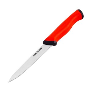 Univerzális kés, recés pengével, 14 cm, "Duo", Piros - Pirge