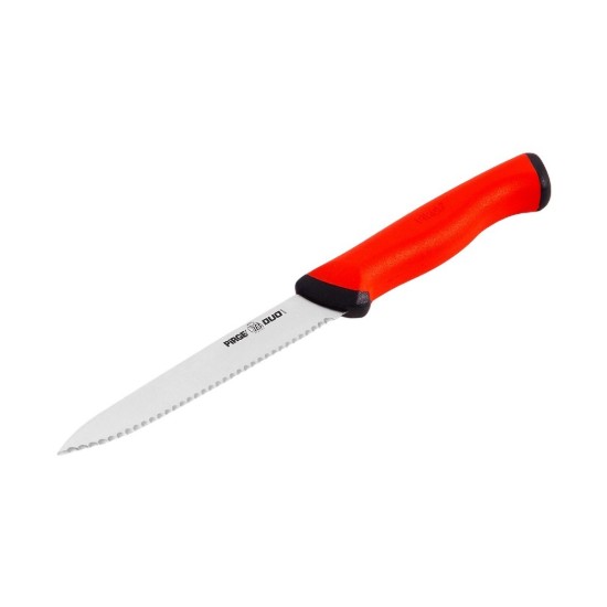Univerzális kés, recés pengével, 14 cm, "Duo", Piros - Pirge