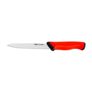 Univerzális kés, recés pengével, 14 cm, "Duo", Piros - Pirge