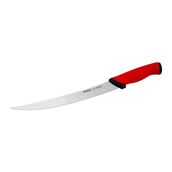 Mészáros kés, hajlított penge, 26 cm, "Duo", piros - Pirge