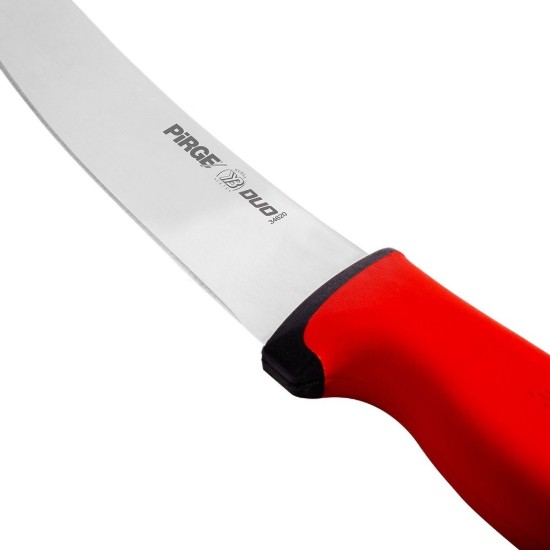 Mészáros kés, hajlított penge, 26 cm, "Duo", piros - Pirge