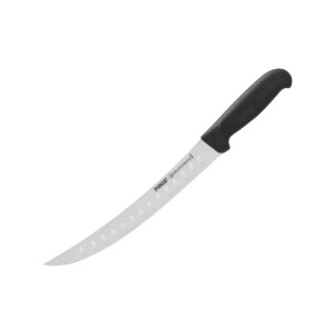 Hentes kés, ívelt penge bemélyedésekkel, 26 cm, "Butcher's", Fekete - Pirge