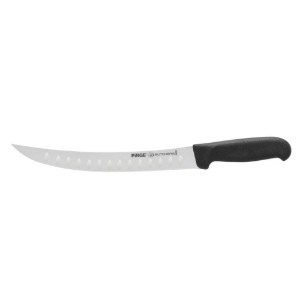Hentes kés, ívelt penge bemélyedésekkel, 26 cm, "Butcher's", Fekete - Pirge