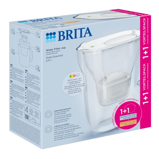 BRITA Style vízszűrő kancsó 2,4 l + 2 Maxtra Pro szűrő (fehér)