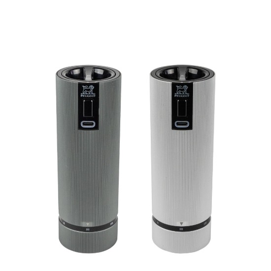 2 darabos elektromos só- és borsőrlő készlet, 15 cm,  "Line Z", Carbon/Aluminum - Peugeot