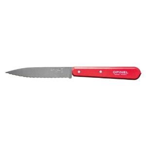N°113 fogazott pengéjű kés, rozsdamentes acél, 10 cm, "Les Essentiels", piros - Opinel