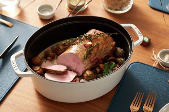 Ovális Cocotte főzőedény, öntöttvas, 37cm/8L, White Truffle - Staub