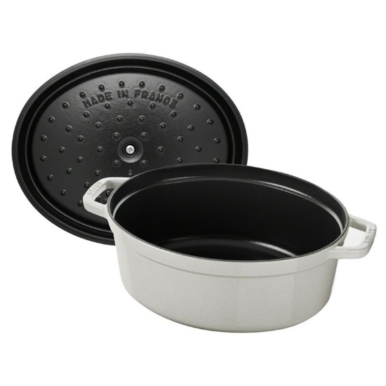 Ovális Cocotte főzőedény, öntöttvas, 33cm/6.7L, Fehér szarvasgomba - Staub