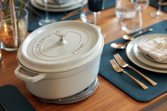 Ovális Cocotte főzőedény, öntöttvas, 33cm/6.7L, Fehér szarvasgomba - Staub