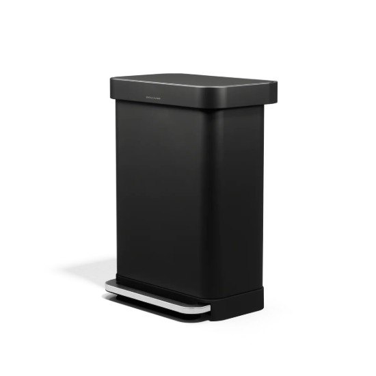 Pedálos szemetes, 55 L, rozsdamentes acél, Matte Black - simplehuman