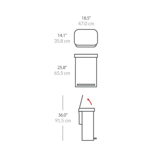 Pedálos szemetes, 55 L, rozsdamentes acél, Matte Black - simplehuman