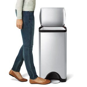 Téglalap alakú pedálos szemetes, 30 l, rozsdamentes acél, szálcsiszolt felülettel - simplehuman