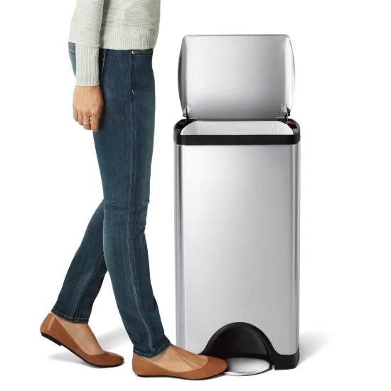 Téglalap alakú pedálos szemetes, 30 l, rozsdamentes acél, szálcsiszolt felülettel - simplehuman
