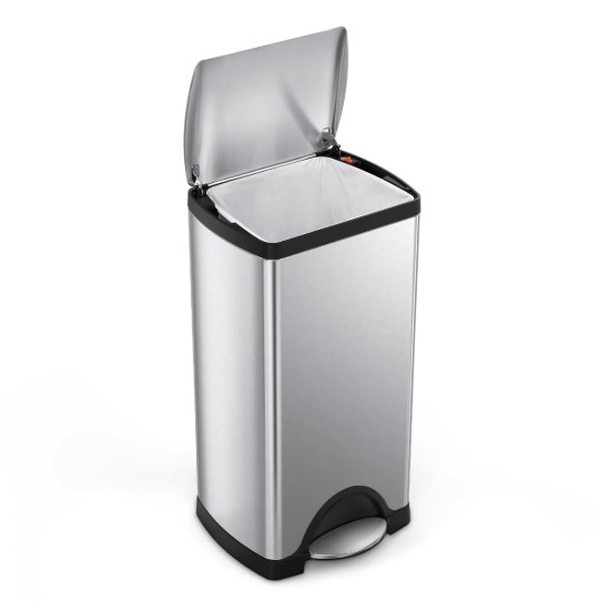 Téglalap alakú pedálos szemetes, 30 l, rozsdamentes acél, szálcsiszolt felülettel - simplehuman