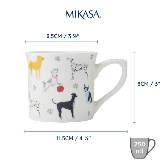 Porcelán bögre, 250 ml, Kutya - Mikasa