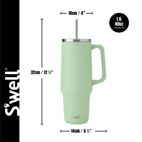 Hőszigetelt pohár, rozsdamentes acél, 1.1 L, Pistachio - S'well